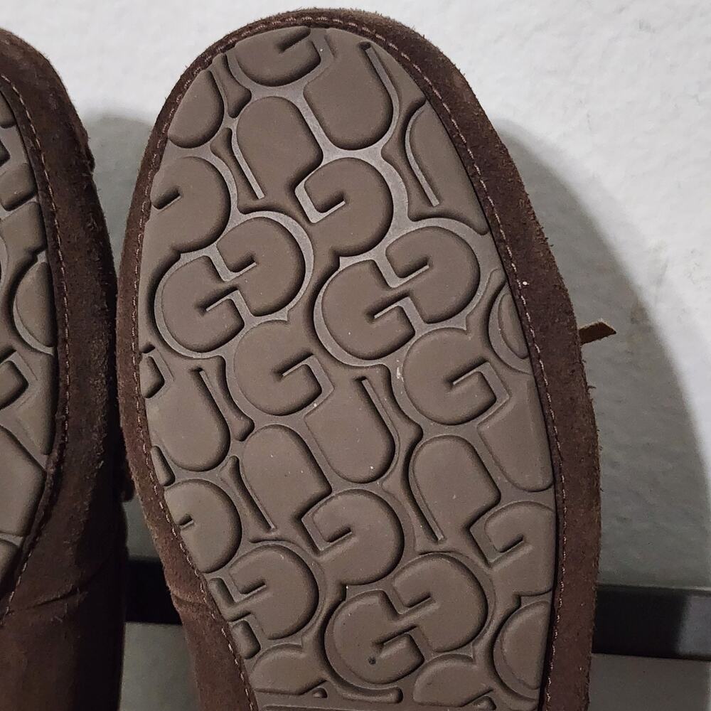 UGG Olsen Men's Suede Shearling Lined Moccasin Slippers Shoes Size 10 Brown - Picture 7 of 9